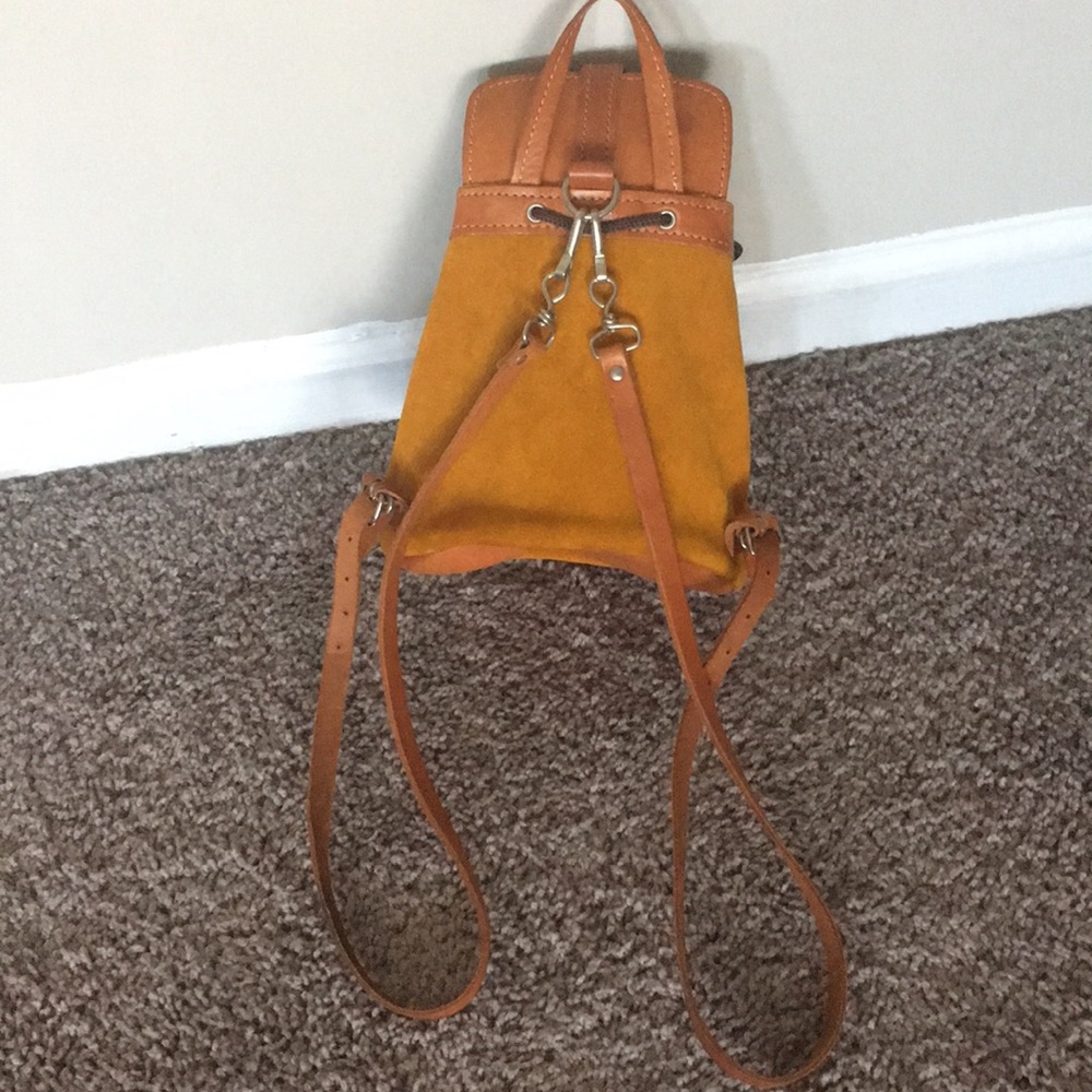 Yellow/Brown Leather Mini Backpack - image 3